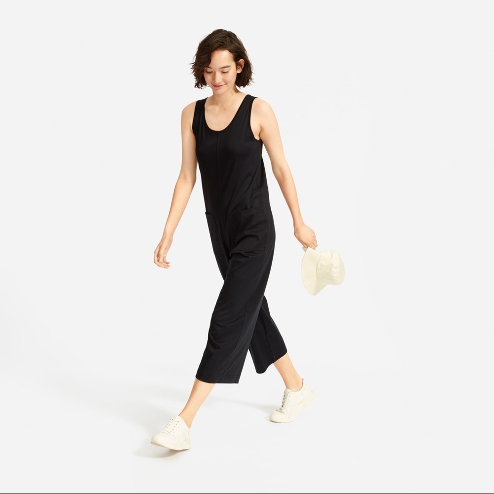 Everlane the Luxe Cotton Jumpsuit size L in black